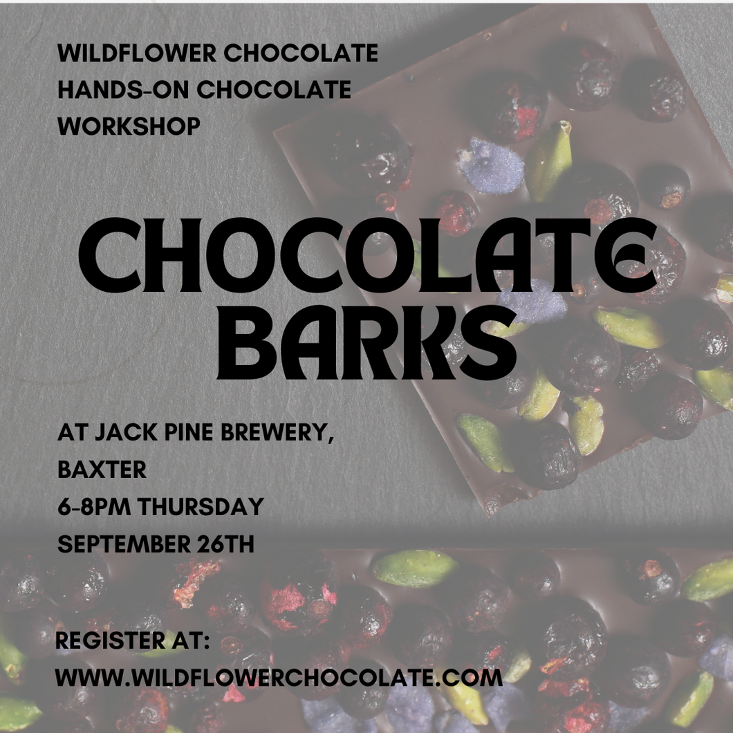 6-8pm Thursday, September 26th, 2024: Hands-on Chocolate Workshop: Chocolate Harvest Barks